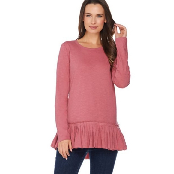 LOGO light blue hi/low top with ruffled bottom - Picture 4 of 4